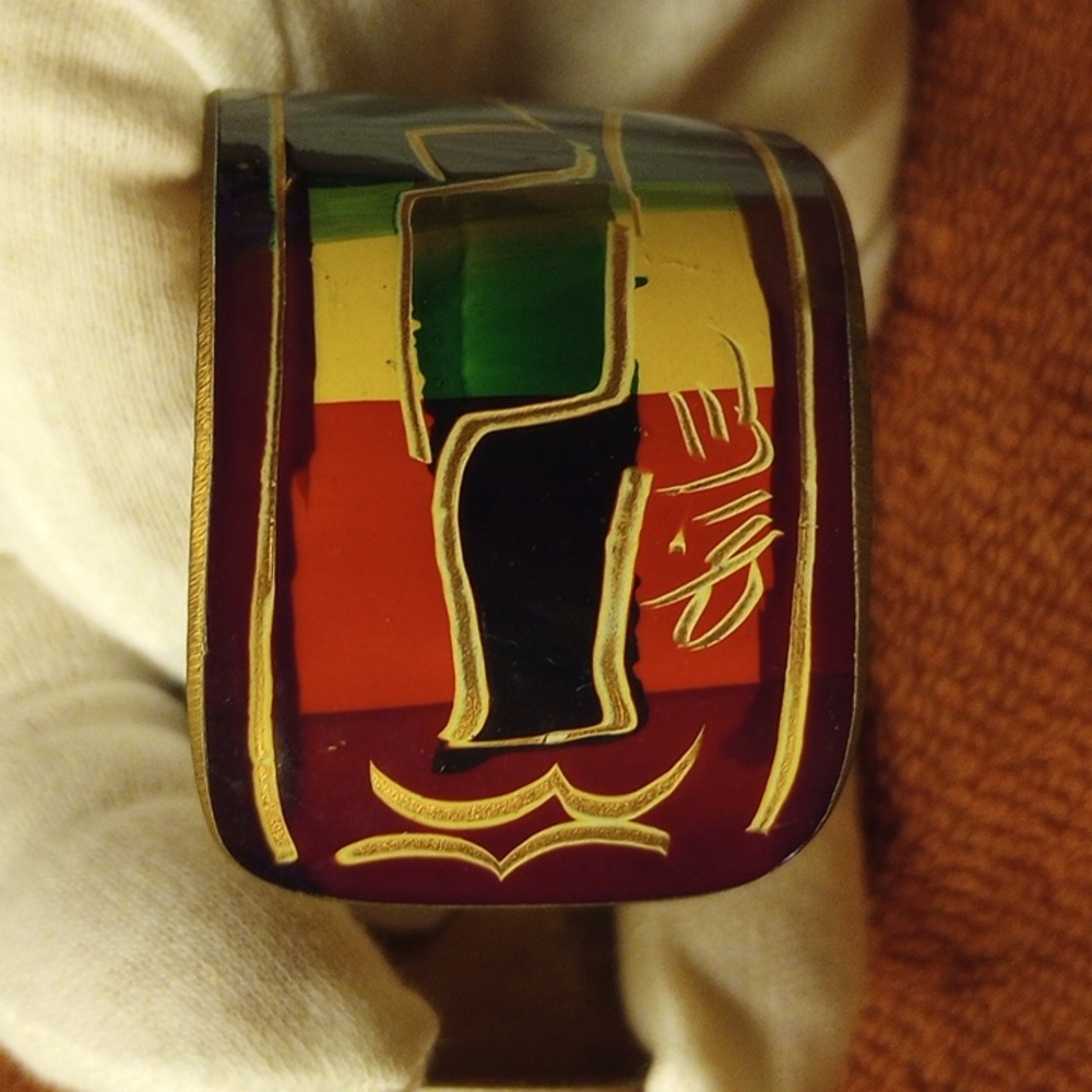 Chilean colorful copper cuff bracelet